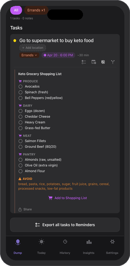 Export your tasks